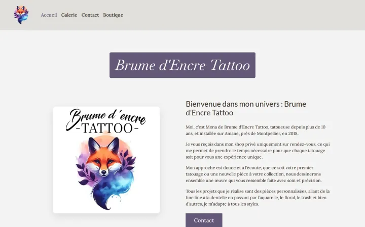Aperçu du site Brume d'Encre Tattoo